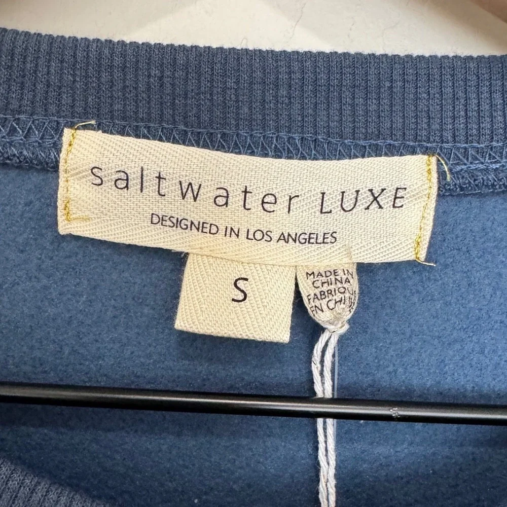 Saltwater Luxe Follow The Sunshine Fleece Sweatshirt Blue Fog Size‎ S Coastal